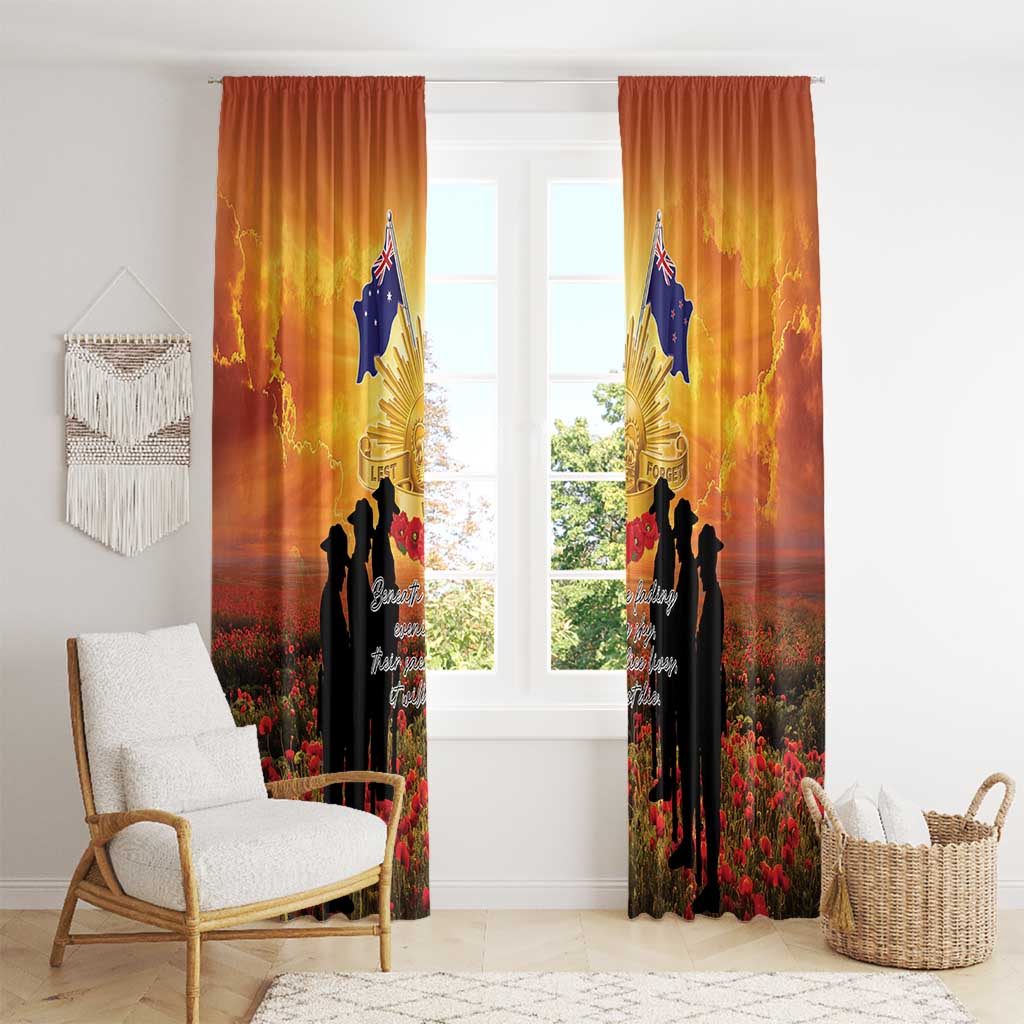 ANZAC Day Window Curtain Remembrance Tribute Soldiers And Poppy Field