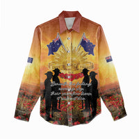 ANZAC Day Women Casual Shirt Remembrance Tribute Soldiers And Poppy Field