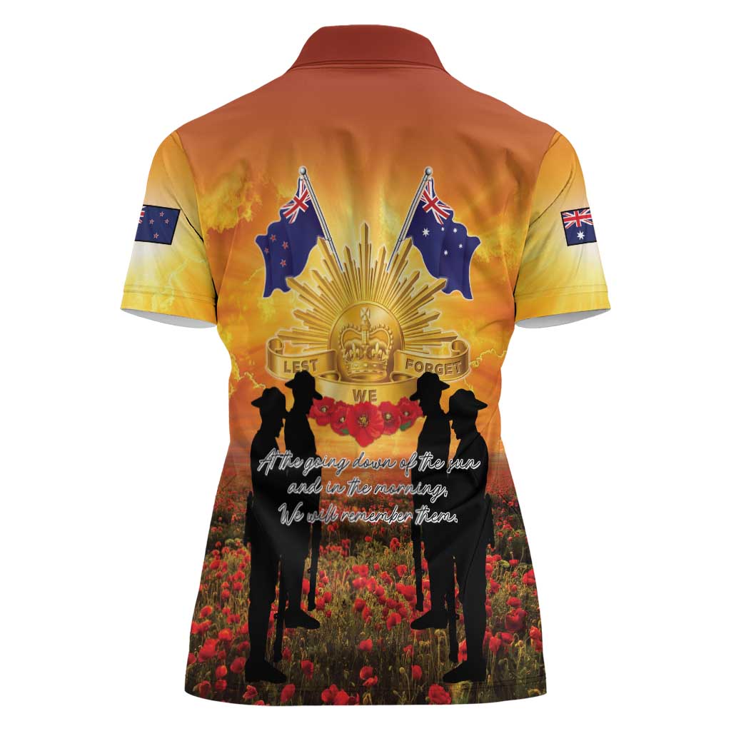 ANZAC Day Women Polo Shirt Remembrance Tribute Soldiers And Poppy Field LT05 - Polynesian Pride