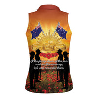 ANZAC Day Women Sleeveless Polo Shirt Remembrance Tribute Soldiers And Poppy Field