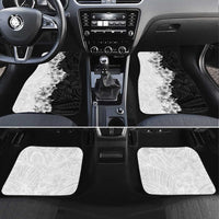 Hawaii Hibiscus Flowers Car Mats Grayscale Polynesian Pattern