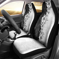 Hawaii Hibiscus Flowers Car Seat Cover Grayscale Polynesian Pattern
