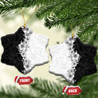 Hawaii Hibiscus Flowers Ceramic Ornament Grayscale Polynesian Pattern LT05 Snow Flake Black - Polynesian Pride