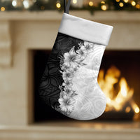 Hawaii Hibiscus Flowers Christmas Stocking Grayscale Polynesian Pattern LT05 Set of 2 Black - Polynesian Pride