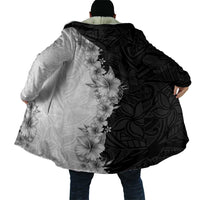 Hawaii Hibiscus Flowers Cloak Grayscale Polynesian Pattern
