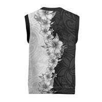 Hawaii Hibiscus Flowers Christmas Knitted V-Neck Vest Grayscale Polynesian Pattern LT05 - Polynesian Pride