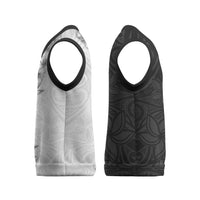 Hawaii Hibiscus Flowers Christmas Knitted V-Neck Vest Grayscale Polynesian Pattern LT05 - Polynesian Pride