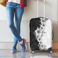 Hawaii Hibiscus Flowers Luggage Cover Grayscale Polynesian Pattern