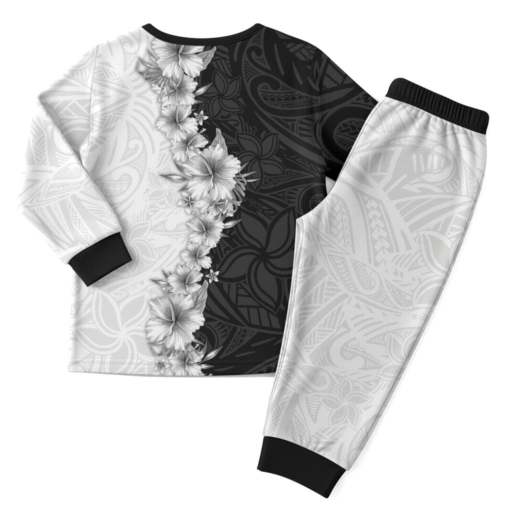 Hawaii Hibiscus Flowers Christmas Pajama Set Grayscale Polynesian Pattern LT05 - Polynesian Pride