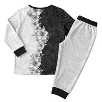 Hawaii Hibiscus Flowers Christmas Pajama Set Grayscale Polynesian Pattern LT05 - Polynesian Pride