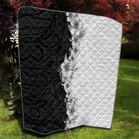Hawaii Hibiscus Flowers Quilt Grayscale Polynesian Pattern