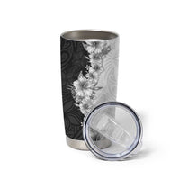 Hawaii Hibiscus Flowers Tumbler Cup Grayscale Polynesian Pattern