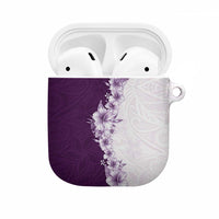 Hawaii Hibiscus Flowers AirPods Case Purple Polynesian Pattern