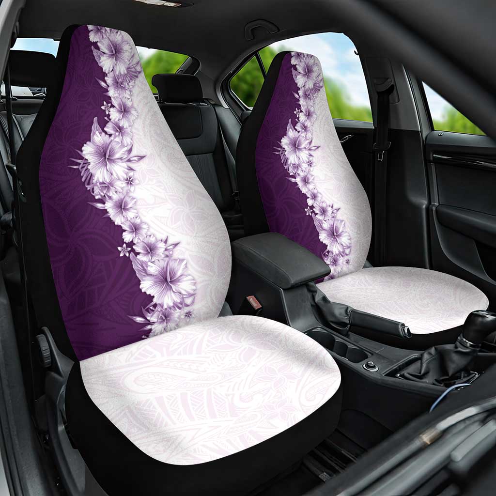 Hawaii Hibiscus Flowers Car Seat Cover Purple Polynesian Pattern
