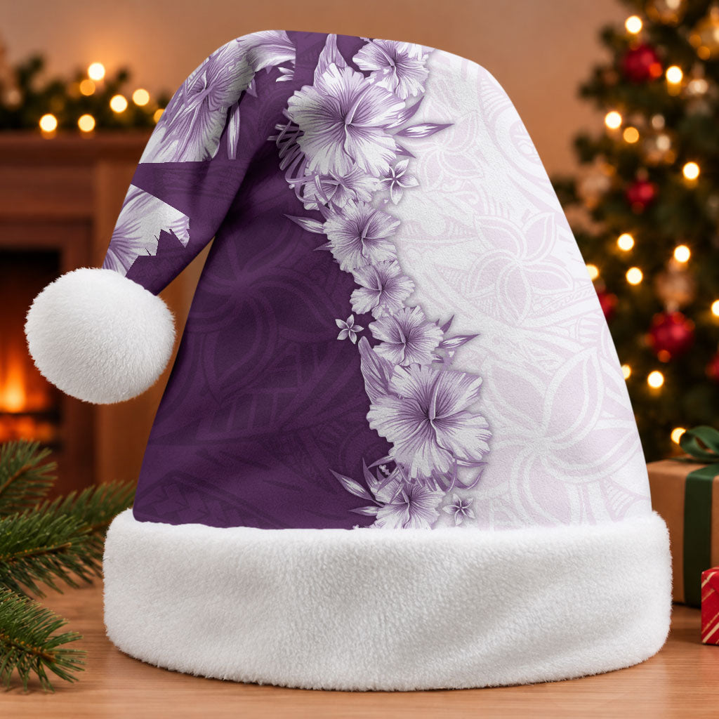 Hawaii Hibiscus Flowers Christmas Santa Hat Purple Polynesian Pattern LT05 Without Fur Purple - Polynesian Pride