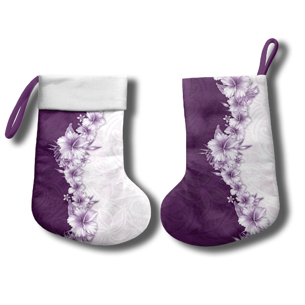 Hawaii Hibiscus Flowers Christmas Stocking Purple Polynesian Pattern LT05 - Polynesian Pride