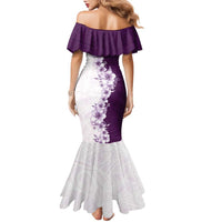 Hawaii Hibiscus Flowers Family Matching Mermaid Dress and Hawaiian Shirt Purple Polynesian Pattern
