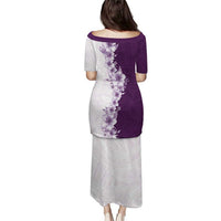Hawaii Hibiscus Flowers Family Matching Puletasi and Hawaiian Shirt Purple Polynesian Pattern