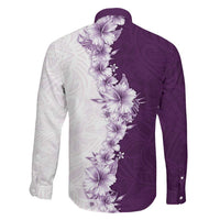 Hawaii Hibiscus Flowers Family Matching Short Sleeve Bodycon Dress and Hawaiian Shirt Purple Polynesian Pattern LT05 - Polynesian Pride