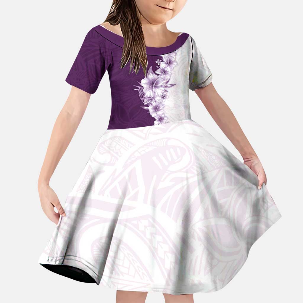 Hawaii Hibiscus Flowers Family Matching Summer Maxi Dress and Hawaiian Shirt Purple Polynesian Pattern