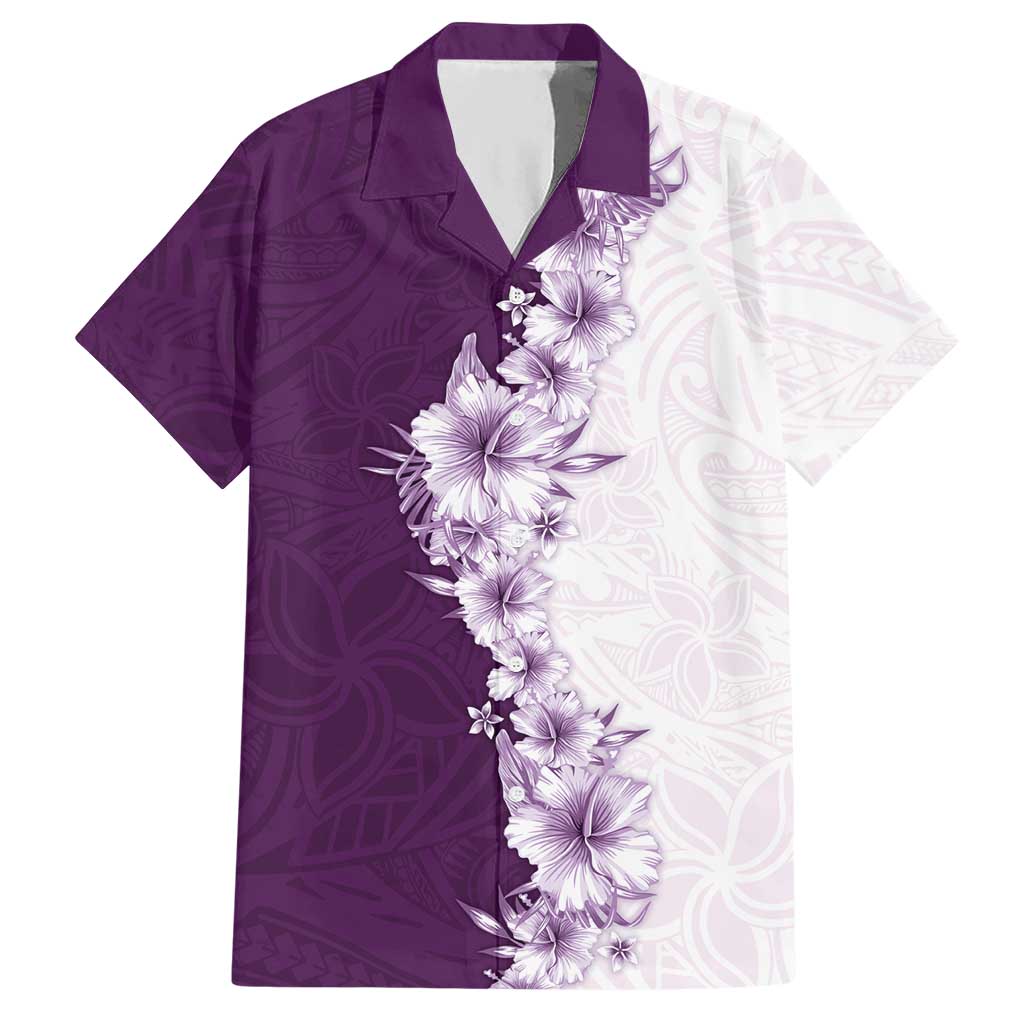 Hawaii Hibiscus Flowers Hawaiian Shirt Purple Polynesian Pattern
