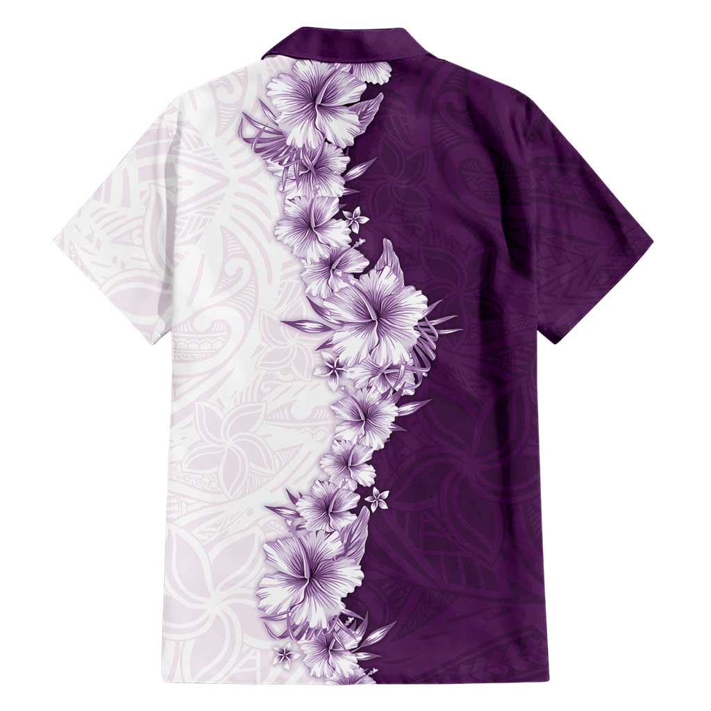 Hawaii Hibiscus Flowers Hawaiian Shirt Purple Polynesian Pattern