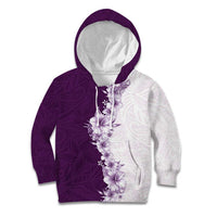 Hawaii Hibiscus Flowers Kid Hoodie Purple Polynesian Pattern