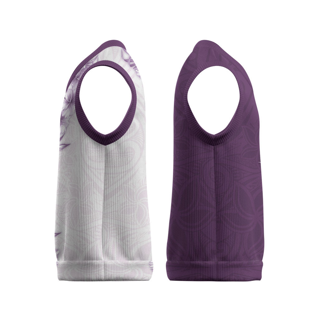 Hawaii Hibiscus Flowers Christmas Knitted V-Neck Vest Purple Polynesian Pattern LT05 - Polynesian Pride