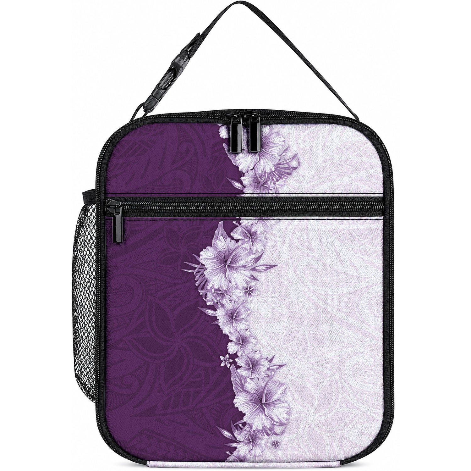 Hawaii Hibiscus Flowers Lunch Bag Purple Polynesian Pattern LT05 10.2 × 8.3 × 4.3 inch Purple - Polynesian Pride
