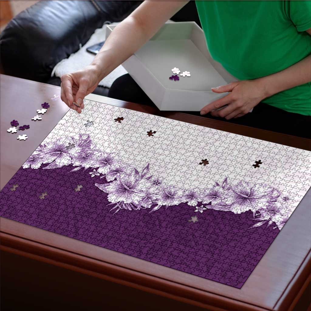 Hawaii Hibiscus Flowers Puzzle Purple Polynesian Pattern