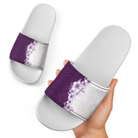 Hawaii Hibiscus Flowers Slide Sandals Purple Polynesian Pattern