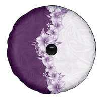 Hawaii Hibiscus Flowers Spare Tire Cover Purple Polynesian Pattern