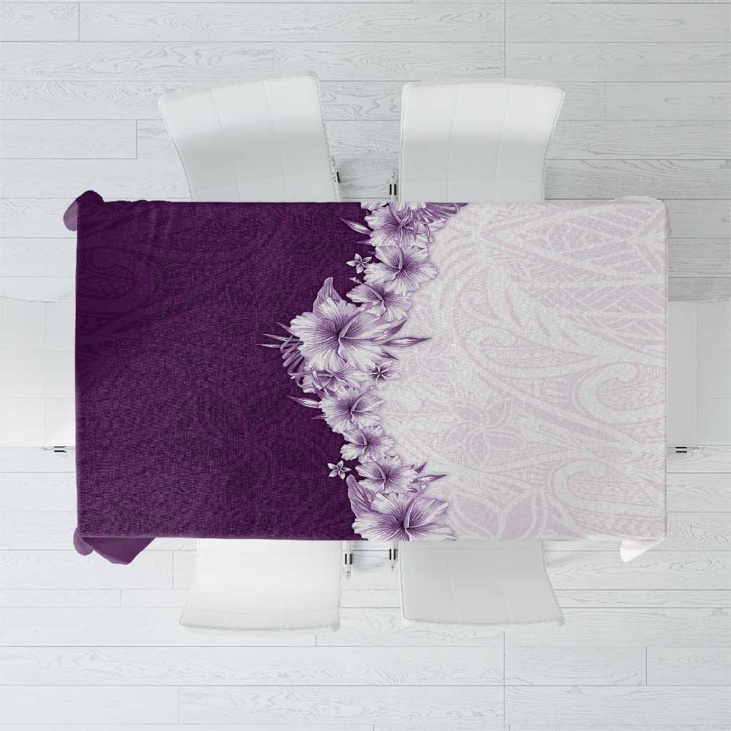 Hawaii Hibiscus Flowers Tablecloth Purple Polynesian Pattern