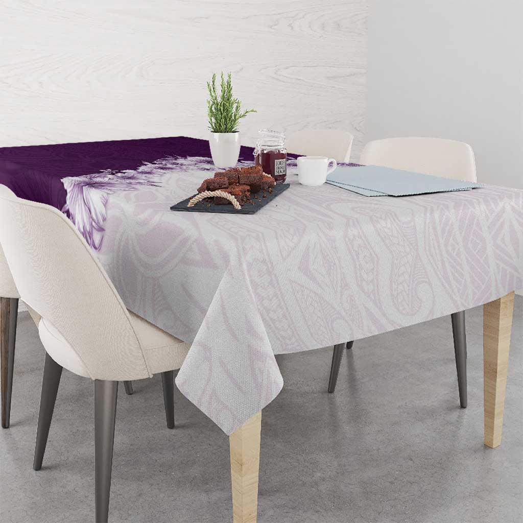 Hawaii Hibiscus Flowers Tablecloth Purple Polynesian Pattern