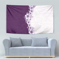 Hawaii Hibiscus Flowers Tapestry Purple Polynesian Pattern