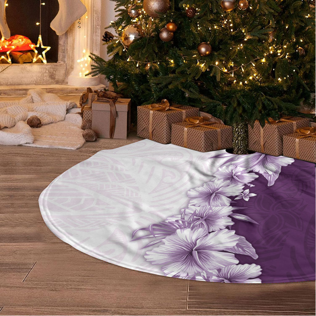 Hawaii Hibiscus Flowers Tree Skirt Purple Polynesian Pattern LT05 - Polynesian Pride
