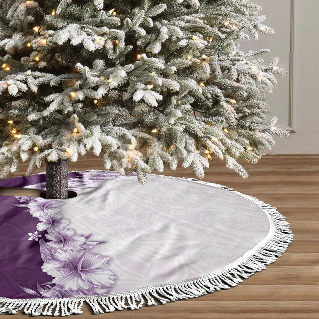 Hawaii Hibiscus Flowers Tree Skirt Purple Polynesian Pattern LT05 - Polynesian Pride