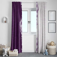 Hawaii Hibiscus Flowers Window Curtain Purple Polynesian Pattern