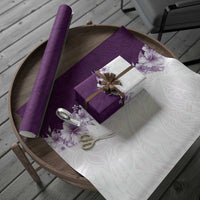 Hawaii Hibiscus Flowers Wrapping Paper Purple Polynesian Pattern