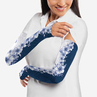 Hawaii Hibiscus Flowers Arm Sleeves Blue Polynesian Pattern