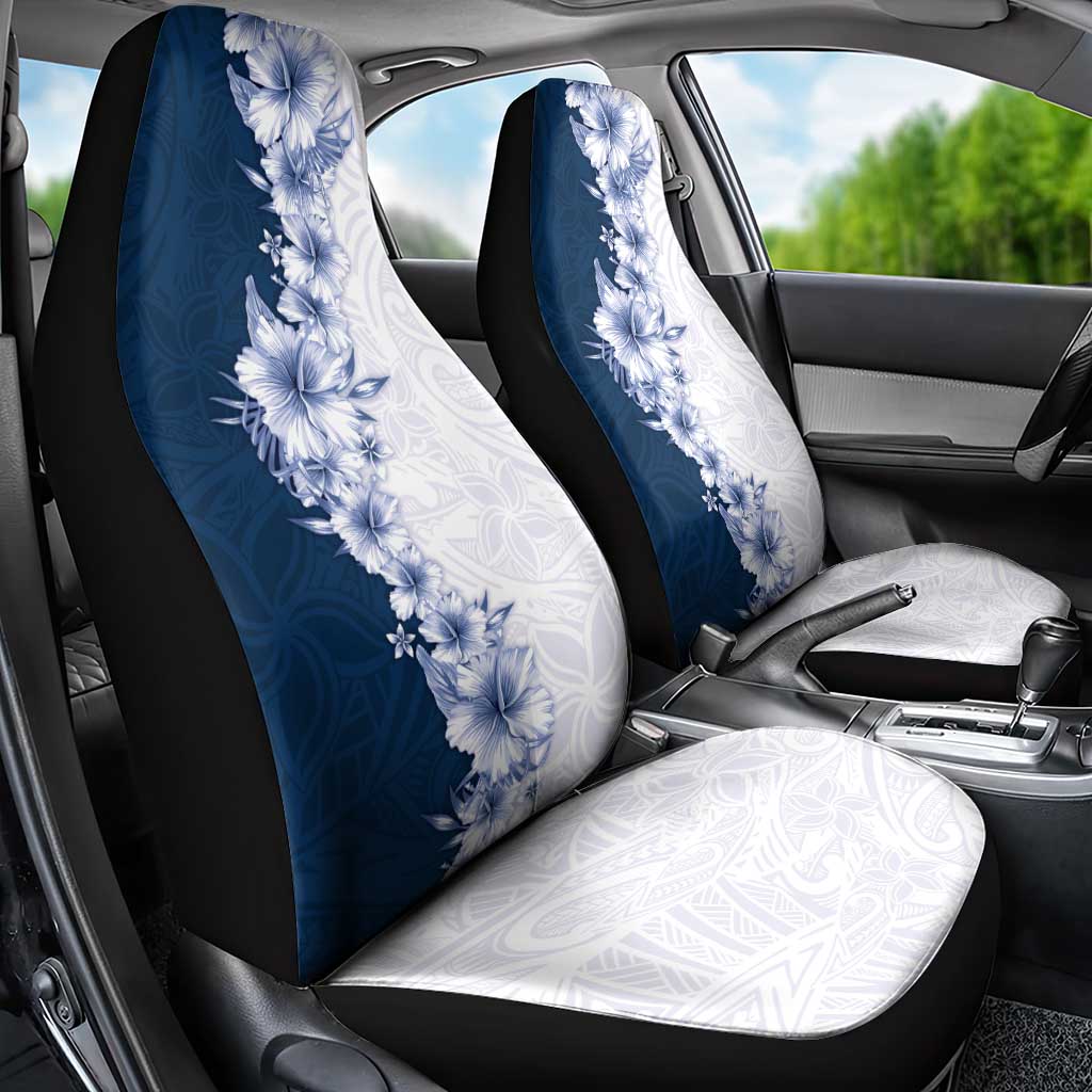 Hawaii Hibiscus Flowers Car Seat Cover Blue Polynesian Pattern