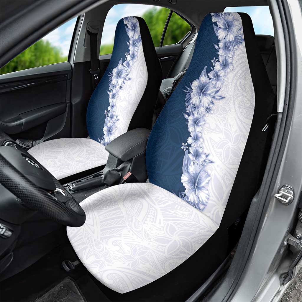 Hawaii Hibiscus Flowers Car Seat Cover Blue Polynesian Pattern