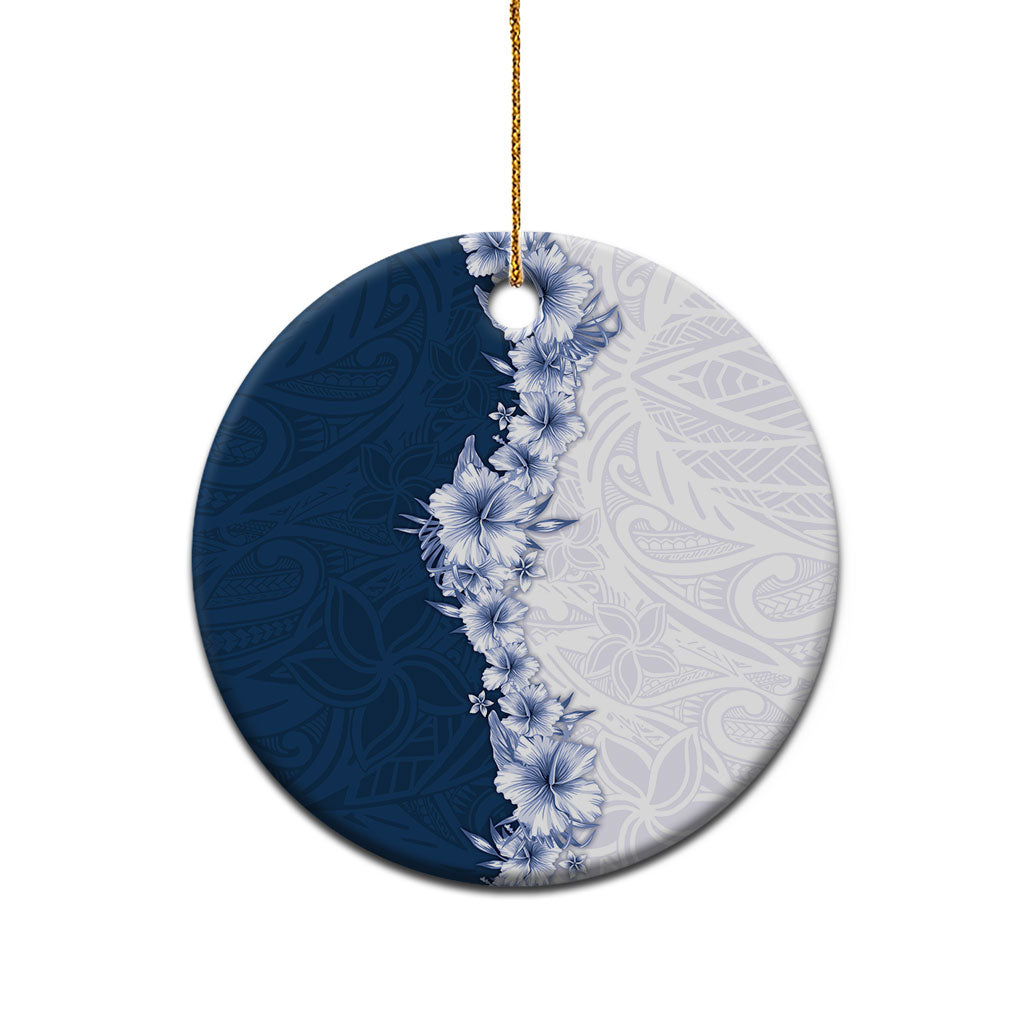 Hawaii Hibiscus Flowers Ceramic Ornament Blue Polynesian Pattern LT05 - Polynesian Pride