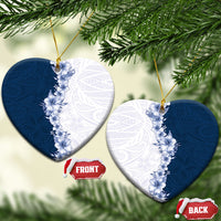 Hawaii Hibiscus Flowers Ceramic Ornament Blue Polynesian Pattern LT05 Heart Blue - Polynesian Pride