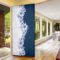 Hawaii Hibiscus Flowers Door Cover Blue Polynesian Pattern