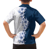 Hawaii Hibiscus Flowers Family Matching Off Shoulder Maxi Dress and Hawaiian Shirt Blue Polynesian Pattern LT05 - Polynesian Pride