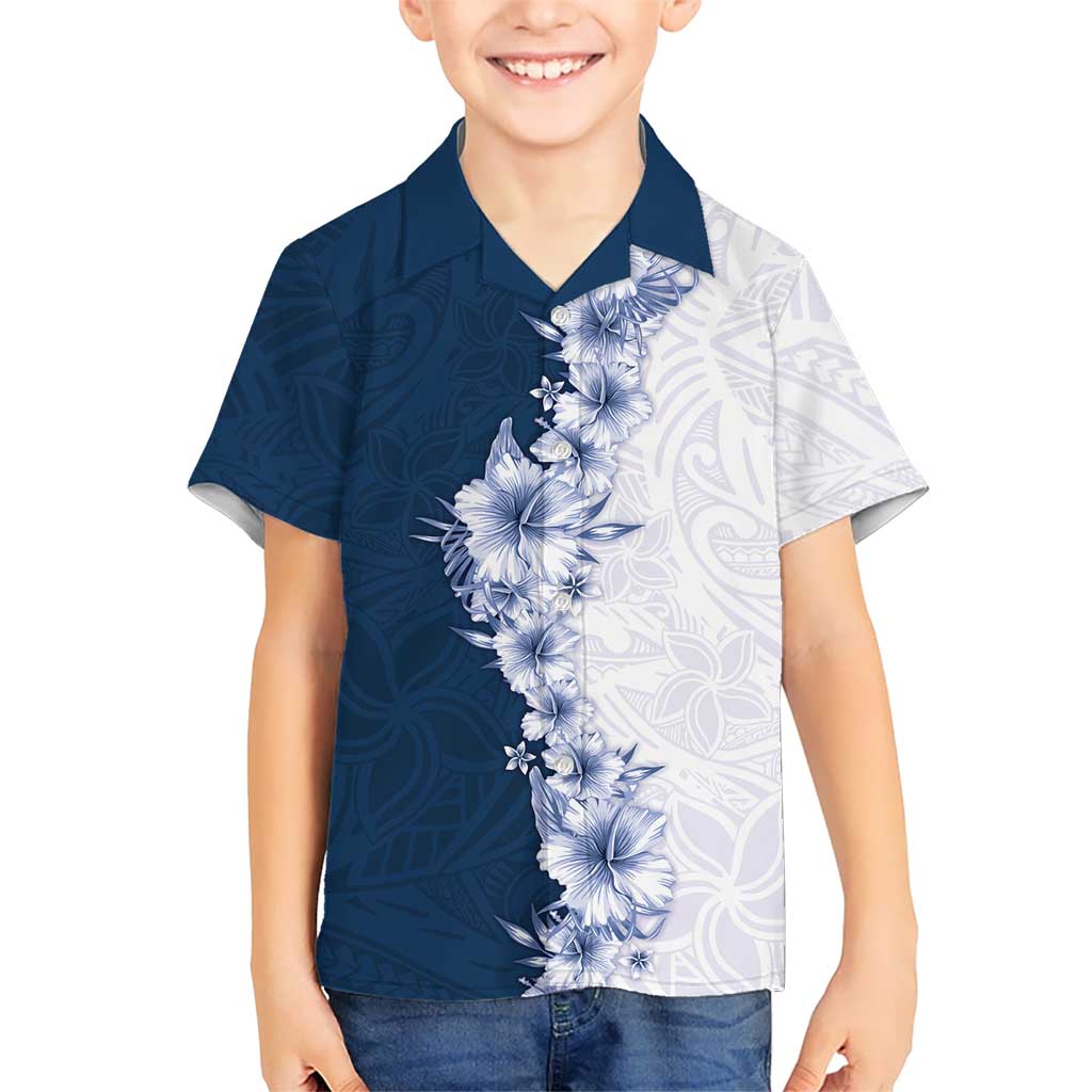 Hawaii Hibiscus Flowers Hawaiian Shirt Blue Polynesian Pattern