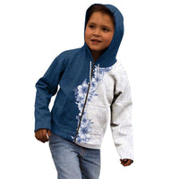 Hawaii Hibiscus Flowers Kid Hoodie Blue Polynesian Pattern
