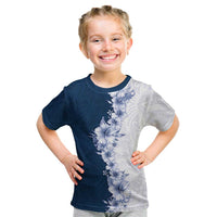 Hawaii Hibiscus Flowers Kid T Shirt Blue Polynesian Pattern