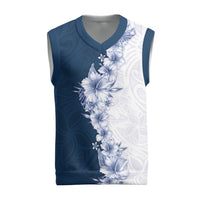 Hawaii Hibiscus Flowers Christmas Knitted V-Neck Vest Blue Polynesian Pattern LT05 Blue - Polynesian Pride